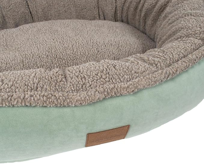 CAROLINA PET COMPANY Microfiber & Tipped Berber Comfy Cup Dog Bed - Sage, M