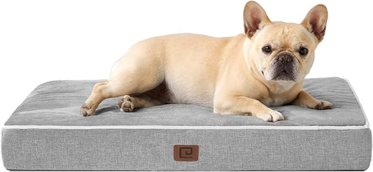 EHEYCIGA Waterproof Dog Bed Memory Foam 30x20, Orthopedic Dog Beds Mat for Medium Dogs with Removable Cover, Grey