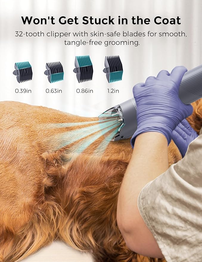 Dog Grooming Kit, FurEase Dog Grooming Vacuum with Dog Clippers for Grooming, 13000Pa Powerful Pet Grooming Vacuum with 5 Pet Grooming Tools, 2.6L Dust Cup, Dog Vacuum for Shedding Grooming