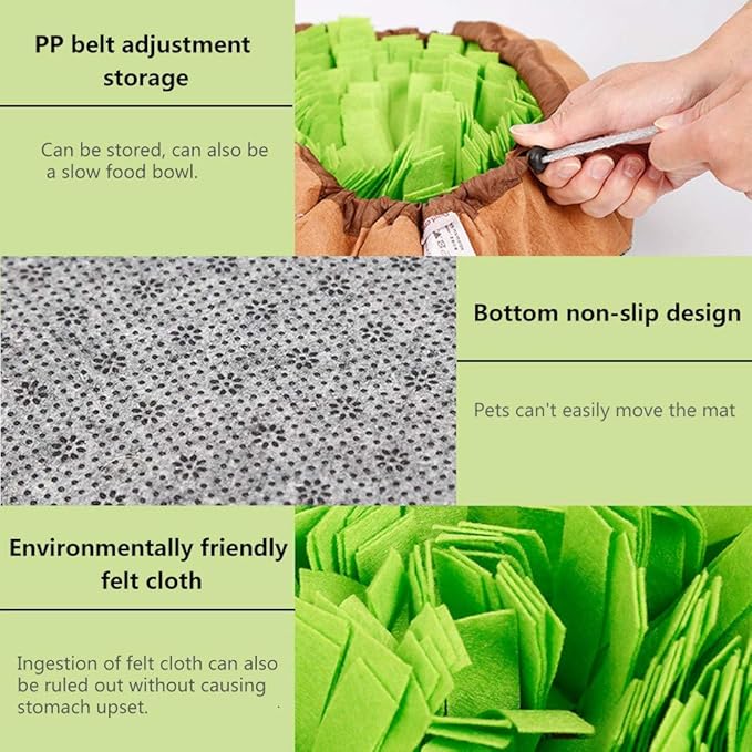 AWOOF Pet Snuffle Mat for Dogs, Interactive Feed Game for Boredom, Encourages Natural Foraging Skills for Cats Dogs Bowl Travel Use, Dog Treat Dispenser Indoor Outdoor Stress Relief