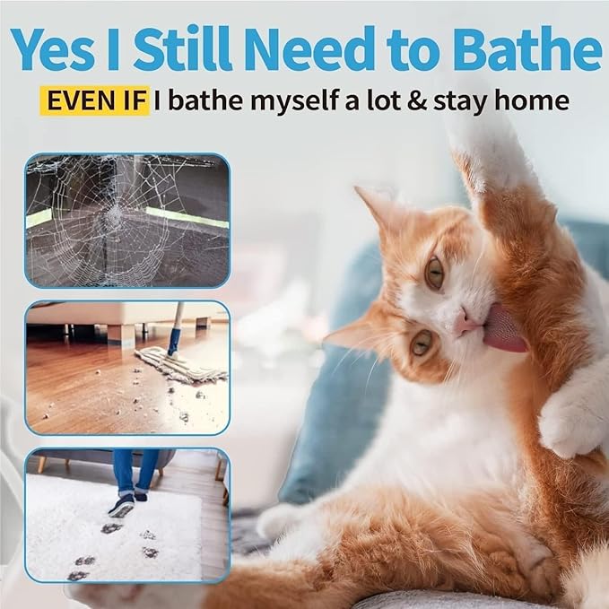 Mooncat Waterless Cat Shampoo, 100% Licking Safe & Vet Approved No Rinse Dry Bath Foam - Gentle Deodorizer for Short Haired Cats, Seniors & Kittens - Soothes Sensitive Skin, Reduces Dander & Odor