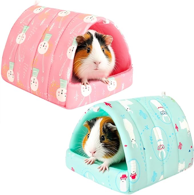 UPINS 2 Pack Guinea Pig Bed, Guinea Pig Hideout Washable Small Animal House Cage Accessories for Dwarf Rabbits Chinchillas Hamsters Hedgehogs Ferrets Bearded Dragons and Rats