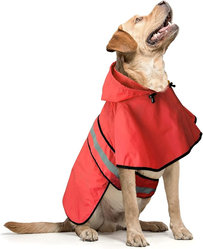Waterproof Dog Raincoats - Adjustable Lightweight Pet Rain Coat Dog Slicker Poncho, Safety Dog Raincoats with Reflective Strip and Leash Hole for Small, Medium, Large Dogs (X-Large, RED)