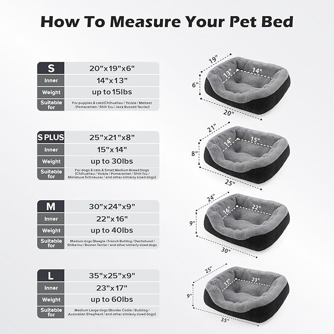 INVENHO Small Dog Bed Orthopedic Warming Soft Calming Sleeping Durable with Anti-Slip Bottom