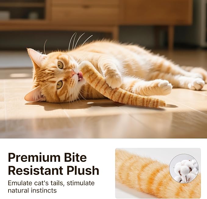 Potaroma Lifelike Tail Simulation Cat Toys for Halloween, Pack of 3, Fluffy Durable, Crinkle Sound with Catnip Inside, Interactive Indoor Kitten Kicker for Kitty Exercise 9.8 Inches