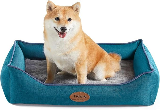 Orthopedic Dog Beds for Medium Dogs, Durable Egg Crate Foam Sofa Dog Bed wit Washable Removable Cover,Waterproof Lining,Pet Bed for Large Dogs (Peacock Blue, 26.4" L x 21.7" W x 6.2" Th)
