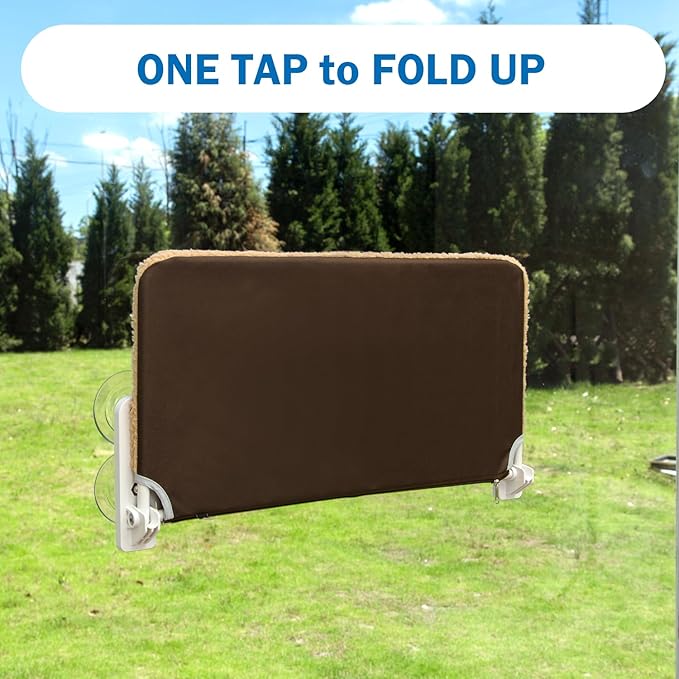 Zakkart Foldable Cat Window Perch - Cordless, Zip Closure, Machine Washable Sherpa Bed Cover, Robust Metal Frame - Cat Hammock for Window for Large Cats and Kittens (Brown, Large)