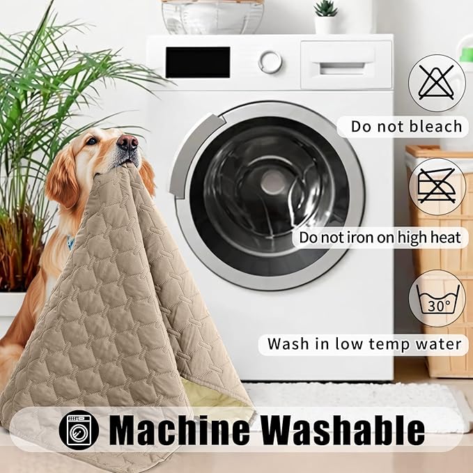 Smiry Waterproof Dog Bed Cover Blanket, Soft Reversible Pet Blanket, Washable Leakproof Cats Dogs Couch Cover for Sofa, Couch, Furniture (30x53 Inch, Taupe/Beige)