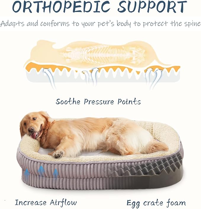 Orthopedic Dog Bed for Puppy,Extra Small Dogs Breeds,Oval Cat Bed,High Density Egg Crate Foam Dog Sofa Beds,Pet Couch Bed with Four Sided Bolster,Removable Washable Cover&Non-Slip Bottom