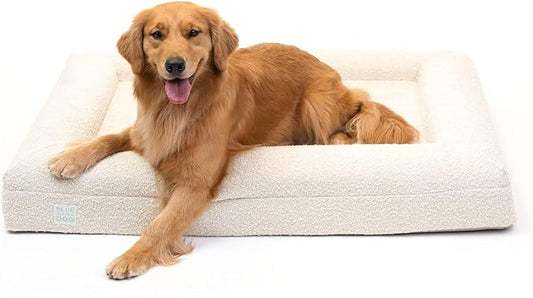 Luxury Boucle Orthopedic Memory Foam Dog Bed with Waterproof Liner and Machine Washable Cover with YKK Zippers (Large, 45" L x 36" W x 7" Th, Cloud)