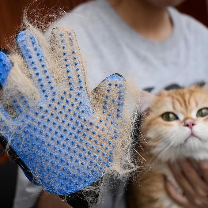 Pet Grooming Kit for Cats and Small Dogs, Undercoat Deshedding Tool Set, Gently and Effectively Remove Loose Hair and Reduce Shedding, Includes a Brush and a Double-sided Silicone Glove