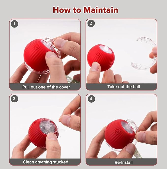 Interactive Cat Toys for Indoor Cats, Motion Activated Cat Ball with 3 Speeds, 2 Replaceable Tails, Safe Material Kitten Toys, USB Charging, 360° Smart Rolling Ball for Bored Adult Cats and Dogs