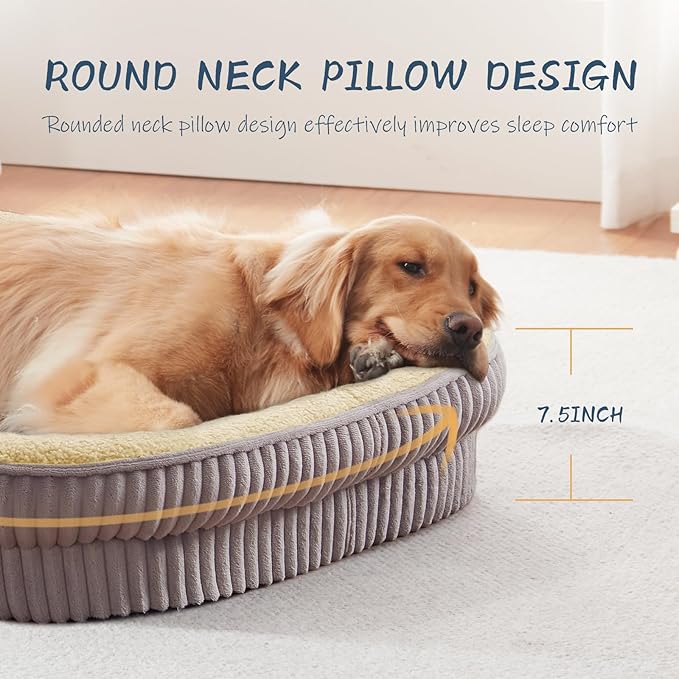 Orthopedic Dog Bed for Puppy,Extra Small Dogs Breeds,Oval Cat Bed,High Density Egg Crate Foam Dog Sofa Beds,Pet Couch Bed with Four Sided Bolster,Removable Washable Cover&Non-Slip Bottom