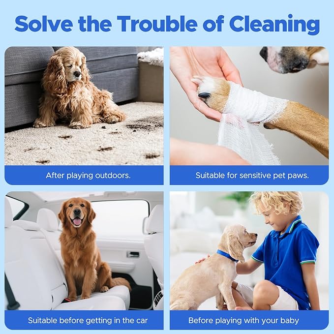 Paw Cleaner for Dogs & Cats,No-Rinse Foaming Dog Paw Cleaner Washer Cleanser,Hypoallergenic & pH-Balanced, 7 fl oz, with Scrubber Brush,Safe for Small, Medium & Large Pet, Puppy Clean Paws