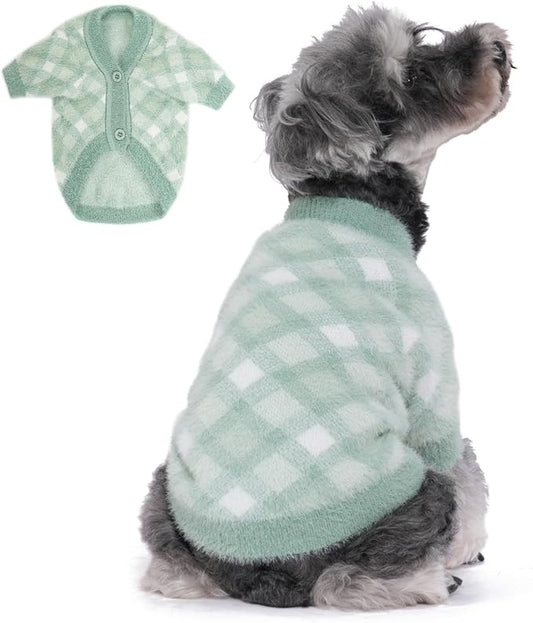 Dog Sweater, 2-3 Pack Warm Soft Pet Clothes for Puppy, Medium Large Cat, Girl or Boy, Shirt for Winter Christmas (Green, Small)