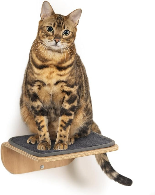Cat Wall Shelves,Cat Wall Steps and Perch,Stairs,Ladders,Nest,Bed,Modern Wooden Floating Climbing Furniture for Hopping and Sleeping,with Scratching Cushion(Step)