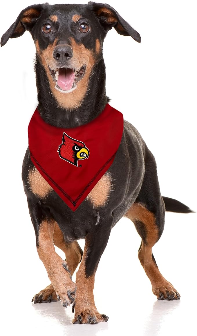 Pets First NCAA Louisville Cardinals TIE Bandana, Size Small/Medium. Dog Bandana Scarf Bib for Pet Cat Dog. The Ultimate Game-Day, Party Bandana