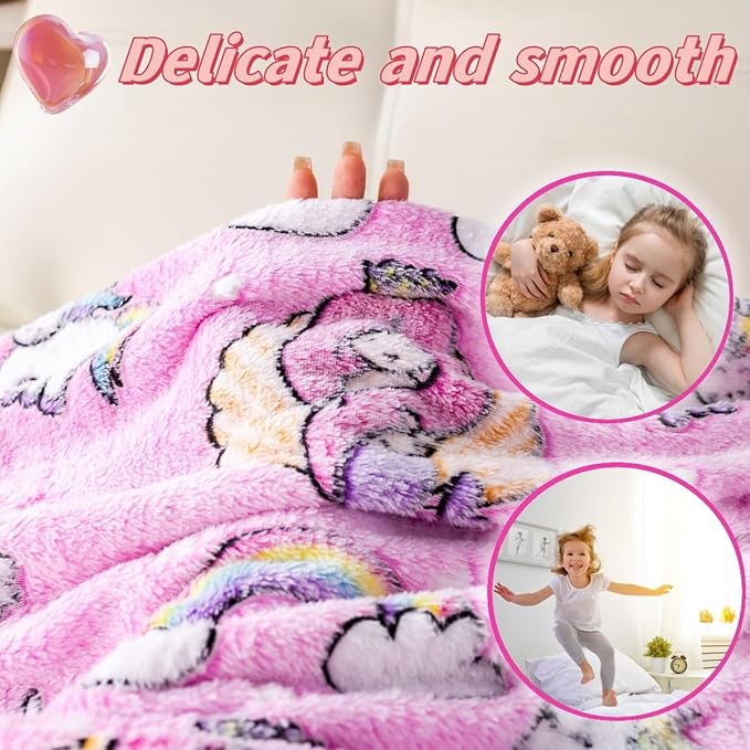 Best Gift Halloween Mermaid Princess Pattern Blanket, Unicorn Blanket Glow in The Dark, 50" x 60", Pink