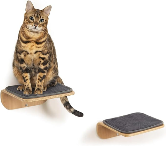 Cat Wall Shelves,Cat Wall Steps and Perch,Stairs,Ladders,Nest,Bed,Modern Wooden Floating Climbing Furniture for Hopping and Sleeping,with Scratching Cushion(Steps)