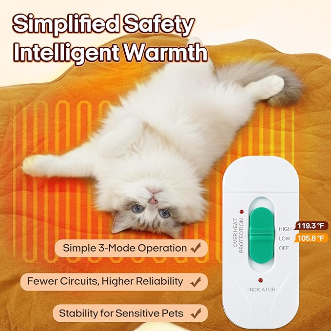 Yellow Leaf Dog Heating pad (47"x36"), Waterproof, Obtained FCC and UL Dual Certification, Adjustable Temperature, Machine Washable,for Indoor/Outdoor Use, Suitable for Pets of All Ages