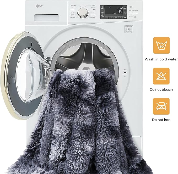 Luciphia Large Waterproof Dog Blanket Pet Washable Liquid Proof Furniture Protector Small Shaggy Plush Calming Long Faux Fur Bed Cover for Couch Cat Blankets for Kitten Doggy, Tie-dye Grey, 30" x 40"