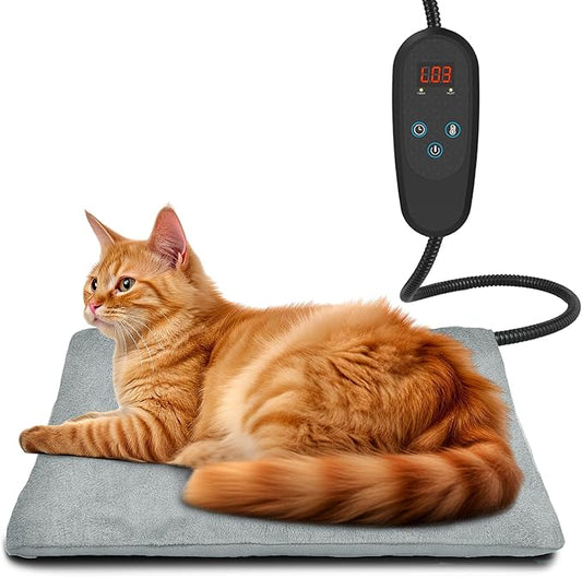 2023 Newest Pet Heating Pad Temperature Adjustment Dog Heating Pad Anti-bite Puppy Heating Pad with Timer Cat Heating Pad Indoor Waterproof Pet Warming Pad Electric Heated Bed Mat Dog