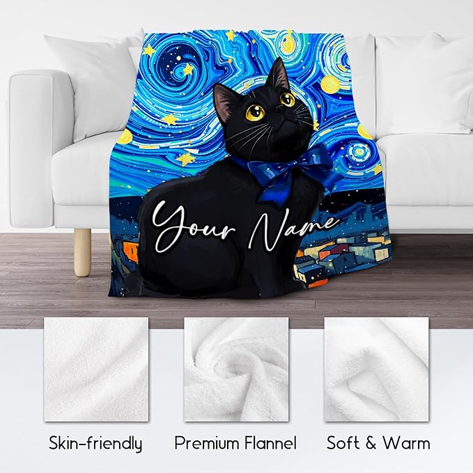 Kids Blanket - Custom Cat Blankets for Cat Lovers - Lightweight Flannel Soft Cute Throws Gifts for Room Decor/Bed/Sofa - 4 Sizes