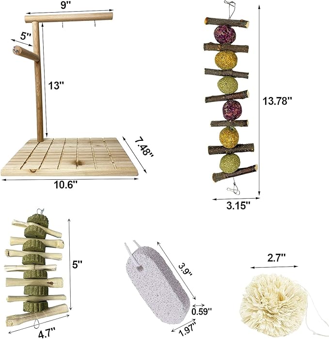 kathson Bunny Chew Toys for Teeth Grinding, Rabbit Wooden Scratch Board Feet Pad Platform Small Animals Play Toy for Guinea Pigs Chinchilla Hamsters Other Rodent Pets(E)