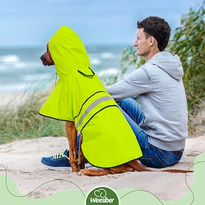 Dog Raincoat - Waterproof Dog Rain Jacket with Leash Hole, Lightweight Hooded Pet Rain Coats, Reflective Doggy Slicker Poncho for Dogs Walking(M, Green)