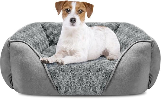 INVENHO Medium Dog Bed Rectangle Washable Orthopedic Soft Calming Sleeping Durable Pet Cuddler with Anti-Slip Bottom