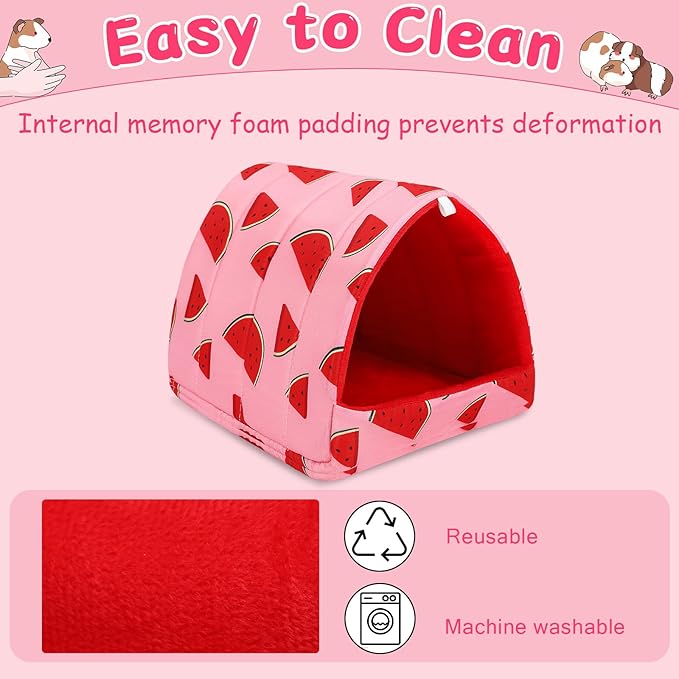 UPINS 2 Pack Guinea Pig Bed, Guinea Pig Hideout Washable Small Animal House Cage Accessories for Dwarf Rabbits Chinchillas Hamsters Hedgehogs Ferrets Bearded Dragons and Rats(9.84 x 9.84 inches)