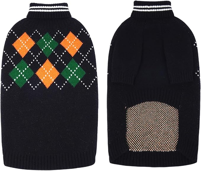 XXXXXL Boy Dog Sweater, Dog Sweaters For Extra Large Dogs Boy, Winter Warm Pullover, Turtleneck Knit Dog Christmas Sweater with Sleeves, Soft Stretchy Knitwear for Cold Weather, Holidays -Black