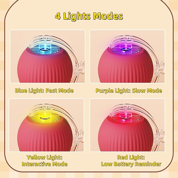 Interactive Dog Cat Toy Ball, Automatic Moving Bouncing Rolling, with Replacement Tail, Pet Smart Chase Ball Rechargeable, Enrichment Toys for Bored Indoor Adult Cats/Dogs (Green)