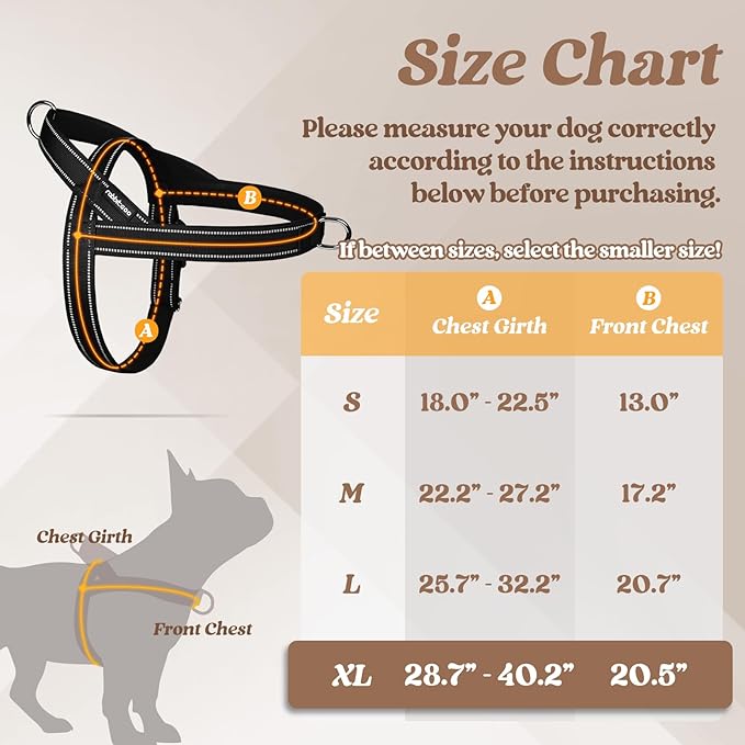 rabbitgoo Dog Harness No Pull, Quick Fit for Large Dogs with Soft Padded Handle, Chest Adjustable Reflective Pet Vest, No Choke Escape Proof for Walking Training, Black XL