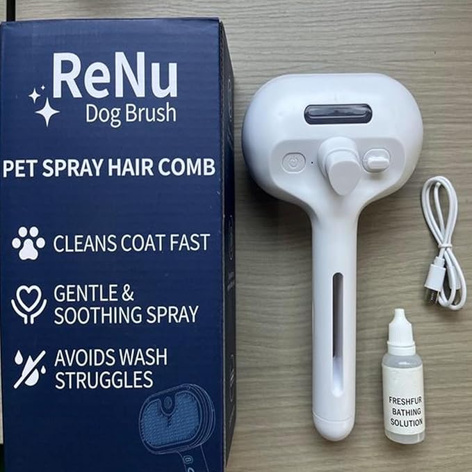 Fresh Fur Shower Brush, 3-in-1 Self-Cleaning Steamy Pet Brush for Dogs & Cats – Grooming Tool for Long & Short Hair, Removes Loose Hair and Reduces Shedding (Pink)