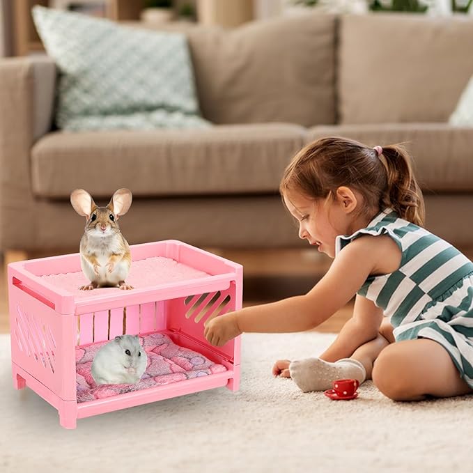 Grddaef Guinea Pig Bed, Small Animal Bunk Bed Guinea Pig Hideout Sleeping Bed for Chinchilla Hamster Rat