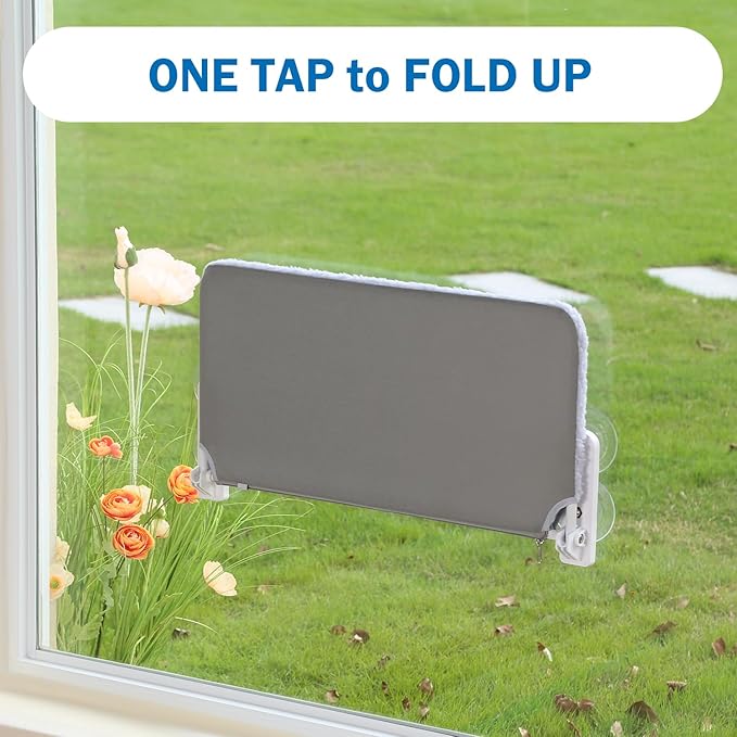 Zakkart Easy Fold Cat Window Perch - Cordless, Fold-Up, Zip Closure Embeded Machine Washable Bed Cover, Robust Metal Frame - Cat Hammock for Window for Large Cats and Kittens (Gray, Medium)