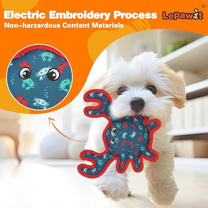 Squeaky Dog Toys, Sturdy Dog Toys for Dogs Indoor Play, Cute Crab Interactive Toy for Small and Medium Dogs