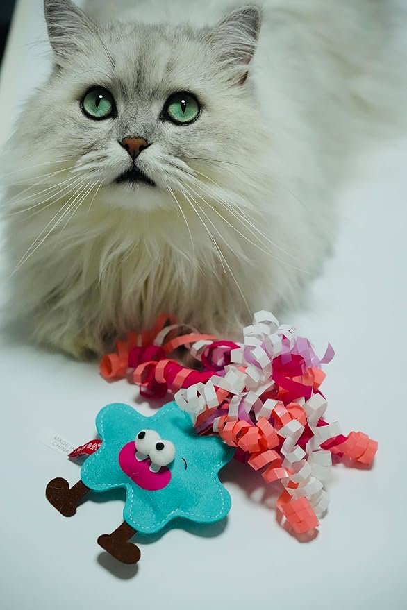 ROHOME Catnip Toys for Cat,Kitten Chew Teeth Cleaning Toy,Interactive Plush Toys for Swatting and Playing,Curly-haired Figure Cat Toy (Green)