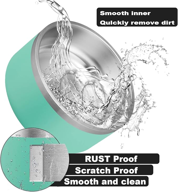 Custom Personalized Dog & Cat Bowls - Stainless Steel Non-Slip Water & Food Dishes - Easy to Clean, Dishwasher Safe - Small, Medium, Large Sizes (Green)