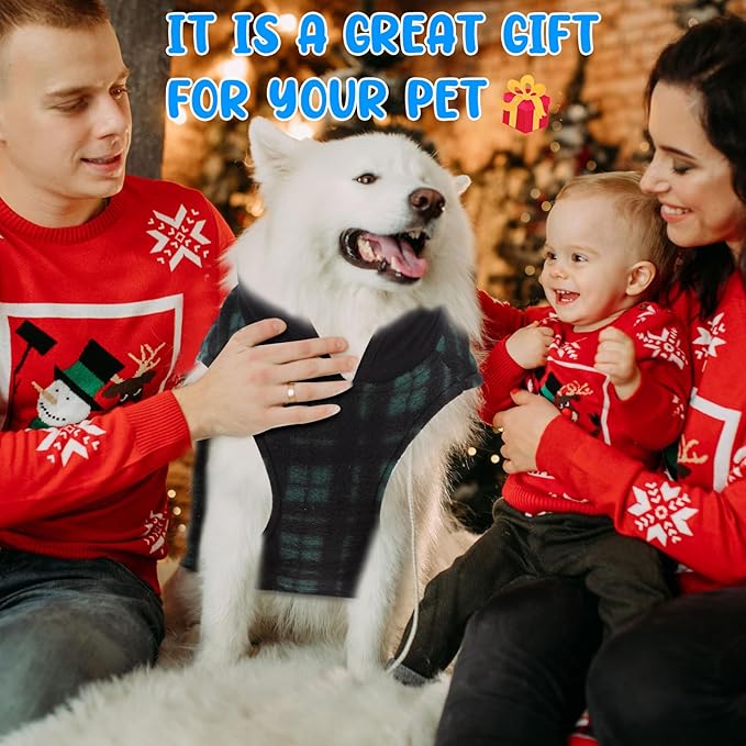 Reginary 10 Pack X-Large Dog Sweaters Fleece Pet Dog Clothes with Leash Ring Soft Warm Winter Puppy Plaid Shirt(Stylish)