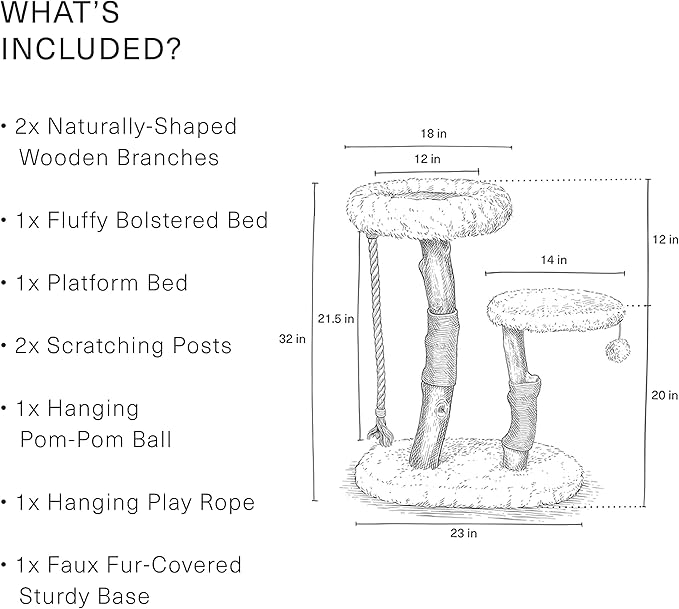 MAU Modern Cat Tower - Wooden Cat Scratching Tree & Condo - Luxury Collection - Cat Lovers Gift