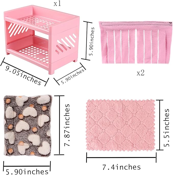 Grddaef Guinea Pig Bed, Small Animal Bunk Bed Guinea Pig Hideout Sleeping Bed for Chinchilla Hamster Rat