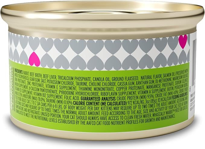 I and love and you Wet Cat Food - Whascally Wabbit Pâté - Rabbit Recipe, Grain Free, Filler Free, 3oz Pack of 24 Cans