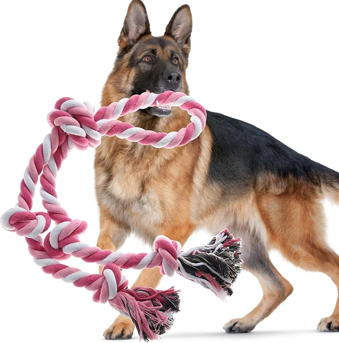 Rope Toy for Dogs,Large Dog Rope Toys for Aggressive Chewers, Heavy Duty Dog Toys for Large Medium Breed, Indestructible Tough Chew Toys Tug of War Dog Toy Cotton Rope for Teeth Cleaning