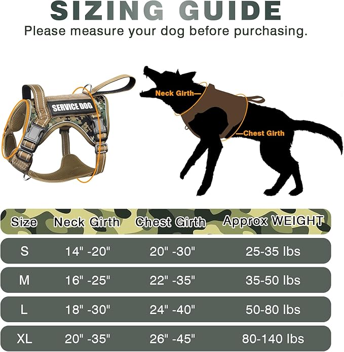 WINSEE Tactical Dog Harness, No Pull Dog Harness for Medium Large Dogs with Handle & Molle, Military Service Dog Vest Harness in Training Pet Harness for Small Dogs