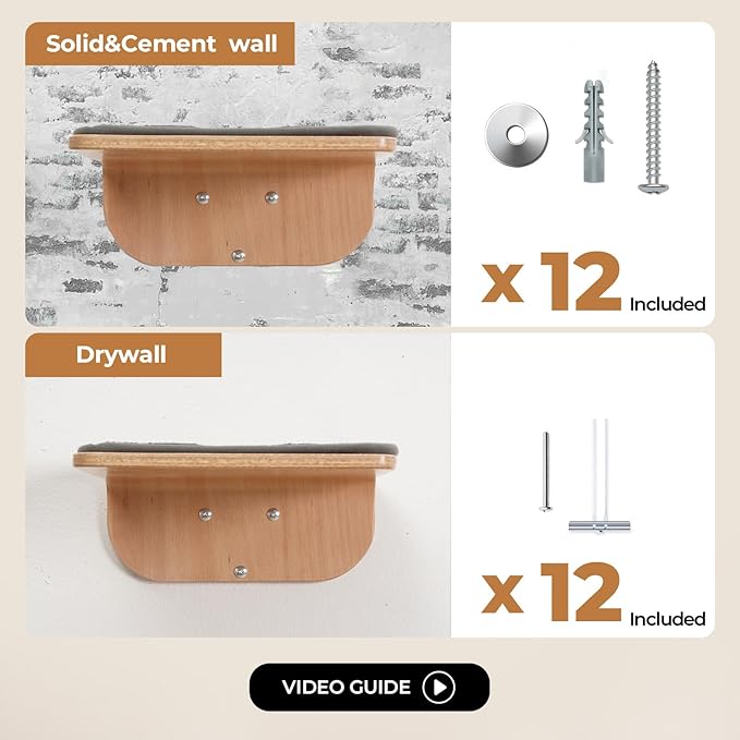 Cat Wall Shelves,Cat Wall Steps and Perch,Stairs,Ladders,Nest,Bed,Modern Wooden Floating Climbing Furniture for Hopping and Sleeping,with Scratching Cushion (Steps of 4)