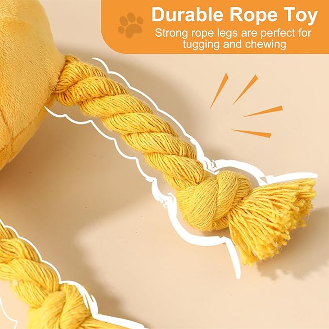 Dog Toys for Small Dogs - 2 Pack Squeaky Rope Plush Dog Toys for Small and Medium Breed, Puppy Toys to Keep Them Busy