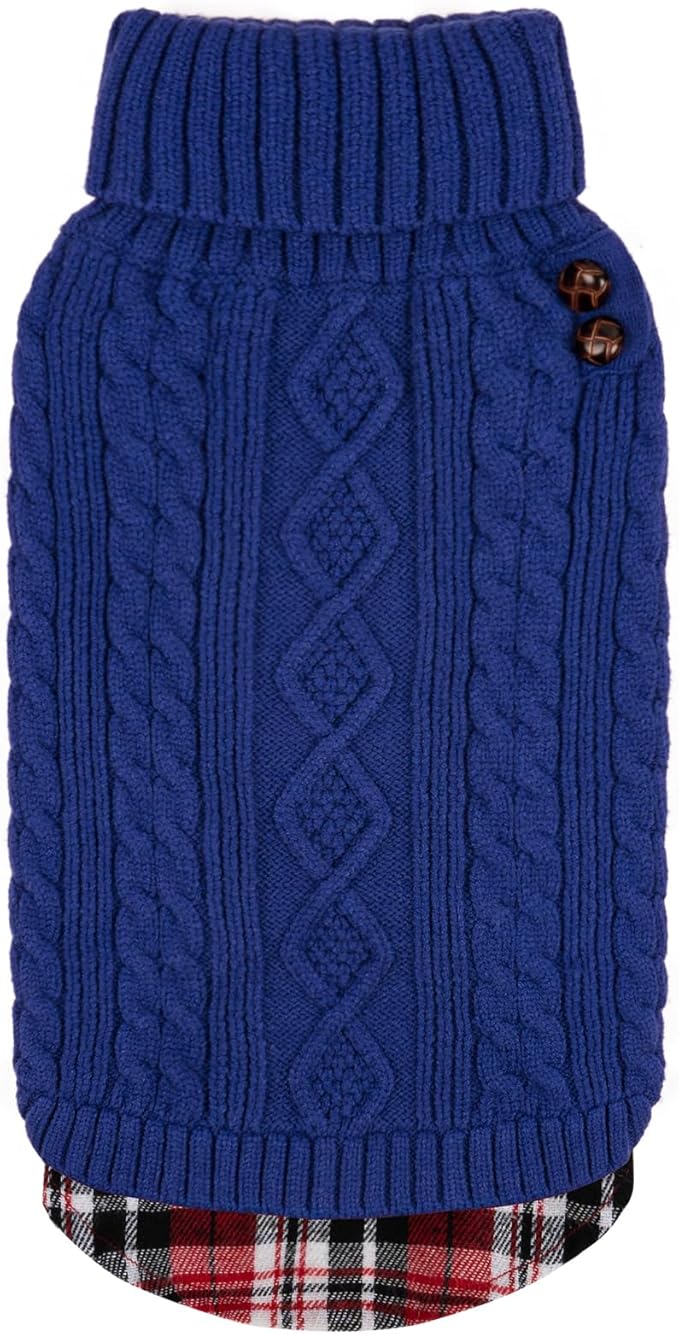 KYEESE Dog Sweater Warm Turtleneck Large Dogs Sweater with Gingham Patchwork Comfy Pet Coat for Fall Winter Cold Weather Soft Pullover Dog Sweaters for Large Dogs