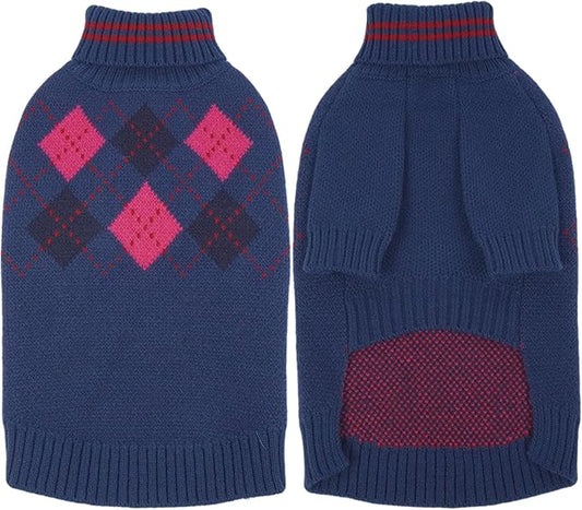 XXXXXL Boy Dog Sweater, Dog Sweaters For Extra Large Dogs Boy, Winter Warm Pullover, Turtleneck Knit Dog Christmas Sweater with Sleeves, Soft Stretchy Knitwear for Cold Weather, Holidays - Blue